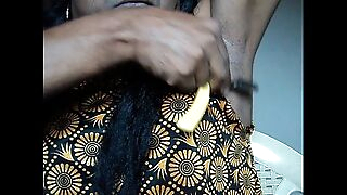Indian girl shaving armpits hair by straight razor..AVI